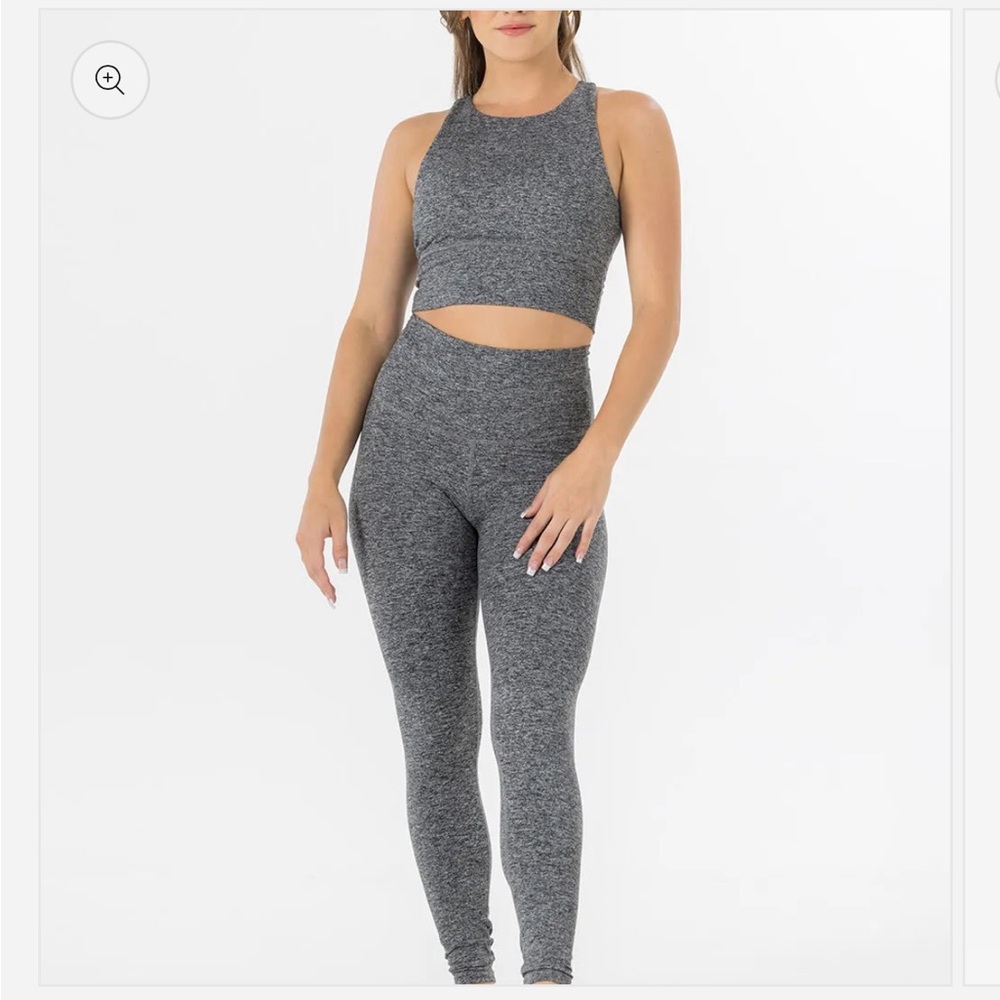 CHURCH of Joe Heavenly Leggings & Bra Set, Heather Grey NEW, Medium Made in USA